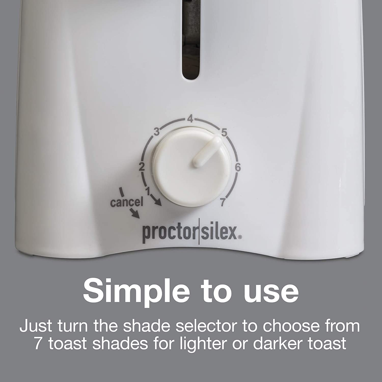 Proctor Silex 2-Slice Toaster with Shade Selector, Toast Boost, Slide-Out Crumb Tray, Auto-Shutoff and Cancel Button, White (22611)